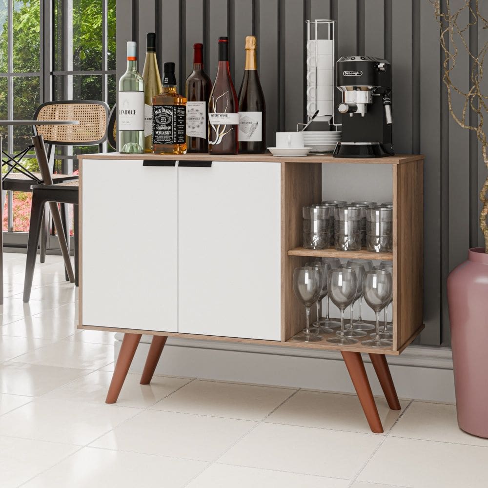 Balcão Buffet Mila 2 Portas Branco Freijó Maderatto Móveis