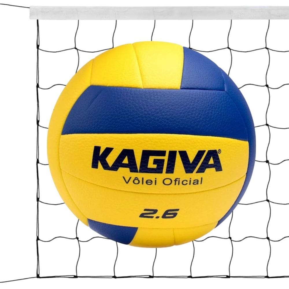 Kit 01 Bola De Vôlei Kagiva 2.6 Oficial XXIV + 01 Rede Vôlei Master Rede Seda 5 M 1 Faixa Sintética