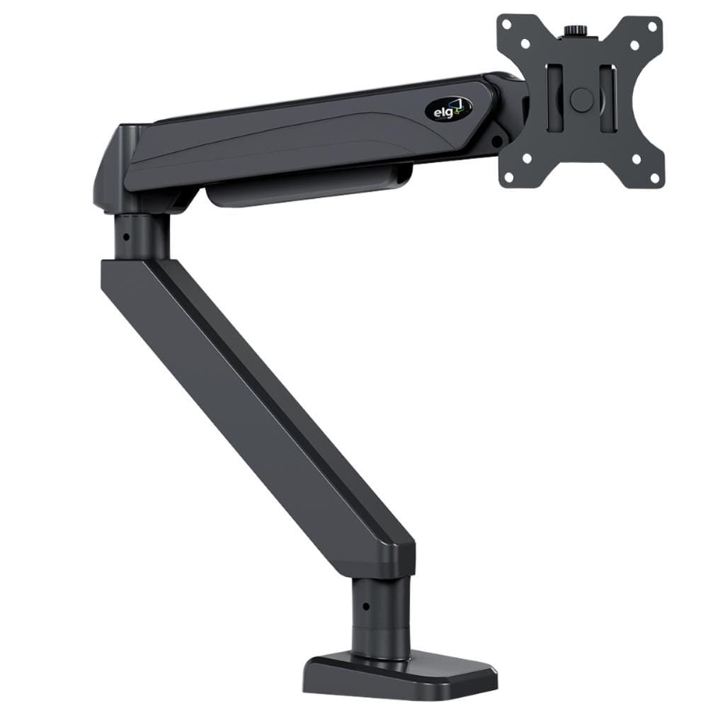 Suporte ELG Profissional Gamer Ergonômico Multiarticulado para Monitor de Mesa F100MAX 22 a 49 com Pistão a Gás Preto