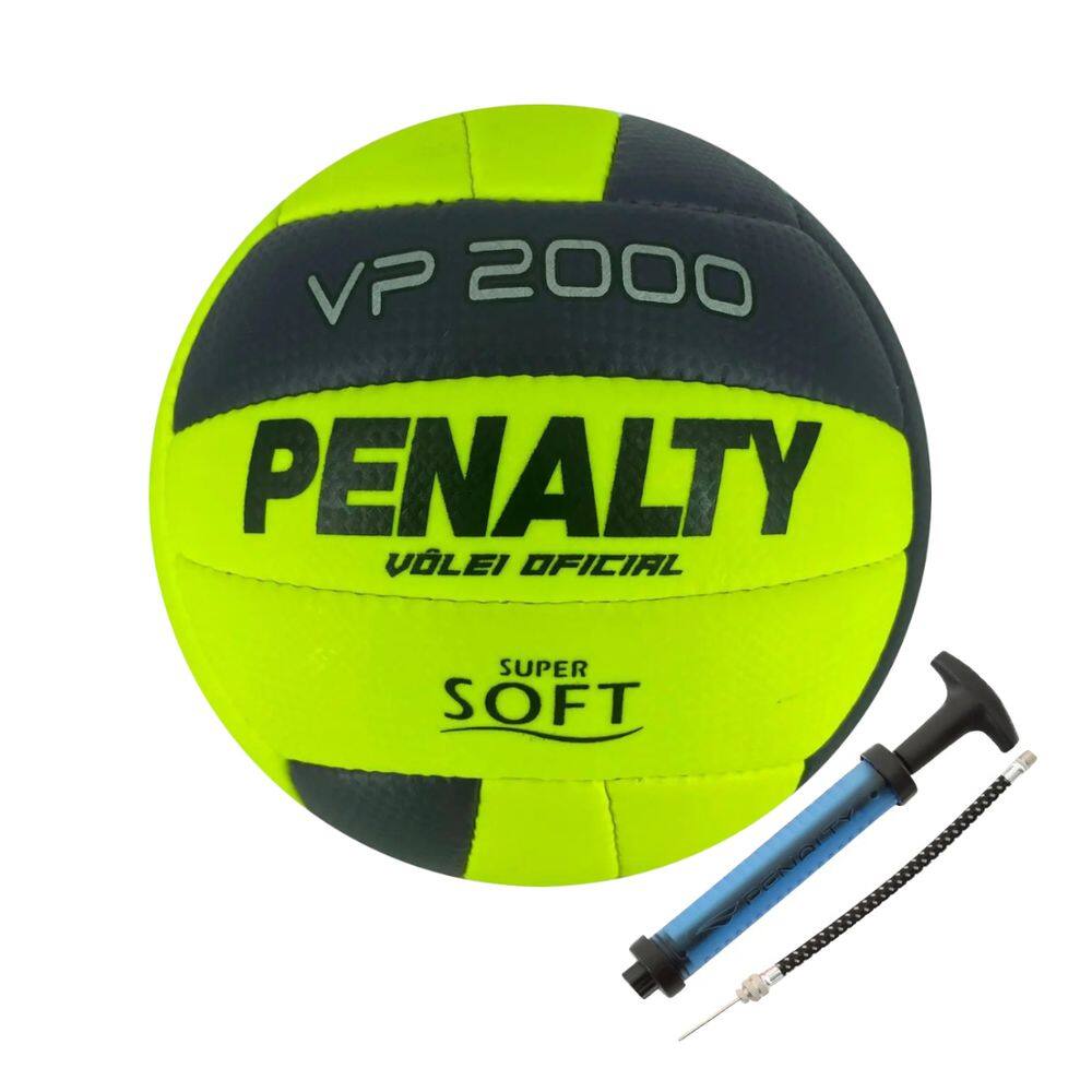 Kit 01 Bola Vôlei Penalty Vp 2000 X + 01 Bomba De Ar Penalty Sac Dupla Ação