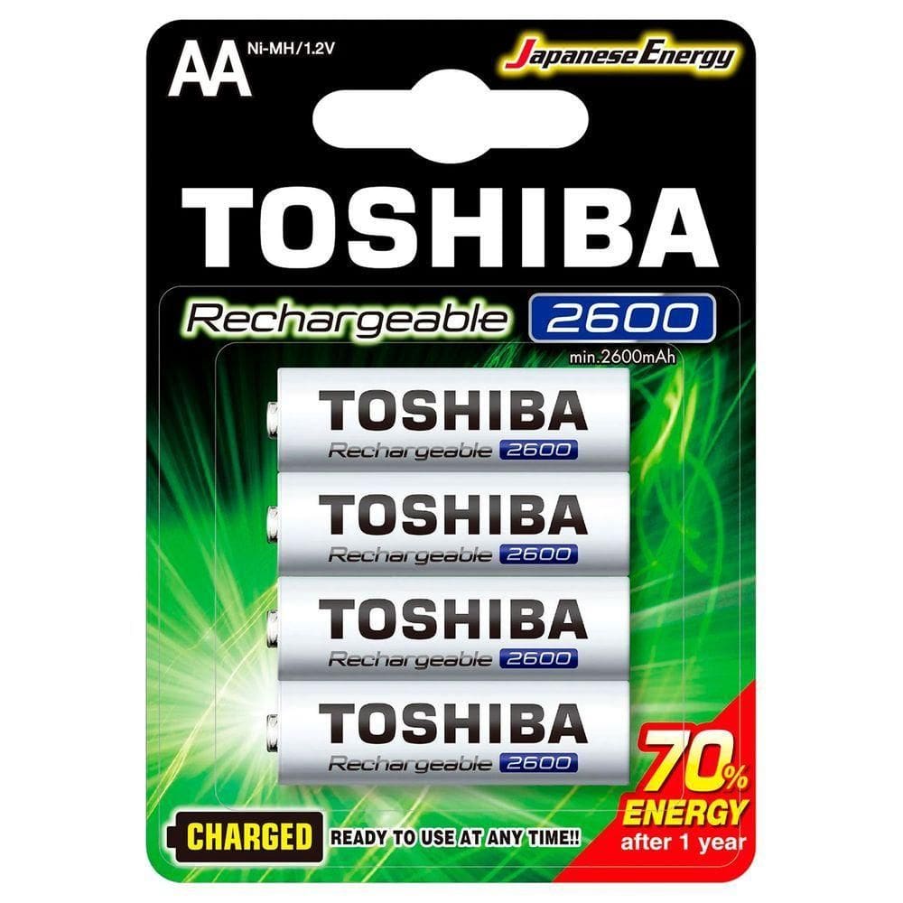 Pilha Recarregável Toshiba Tipo Aa 2600mah, Tnh6gae Bp-4c, 1.2v, Embalagem C- 4 Pilhas