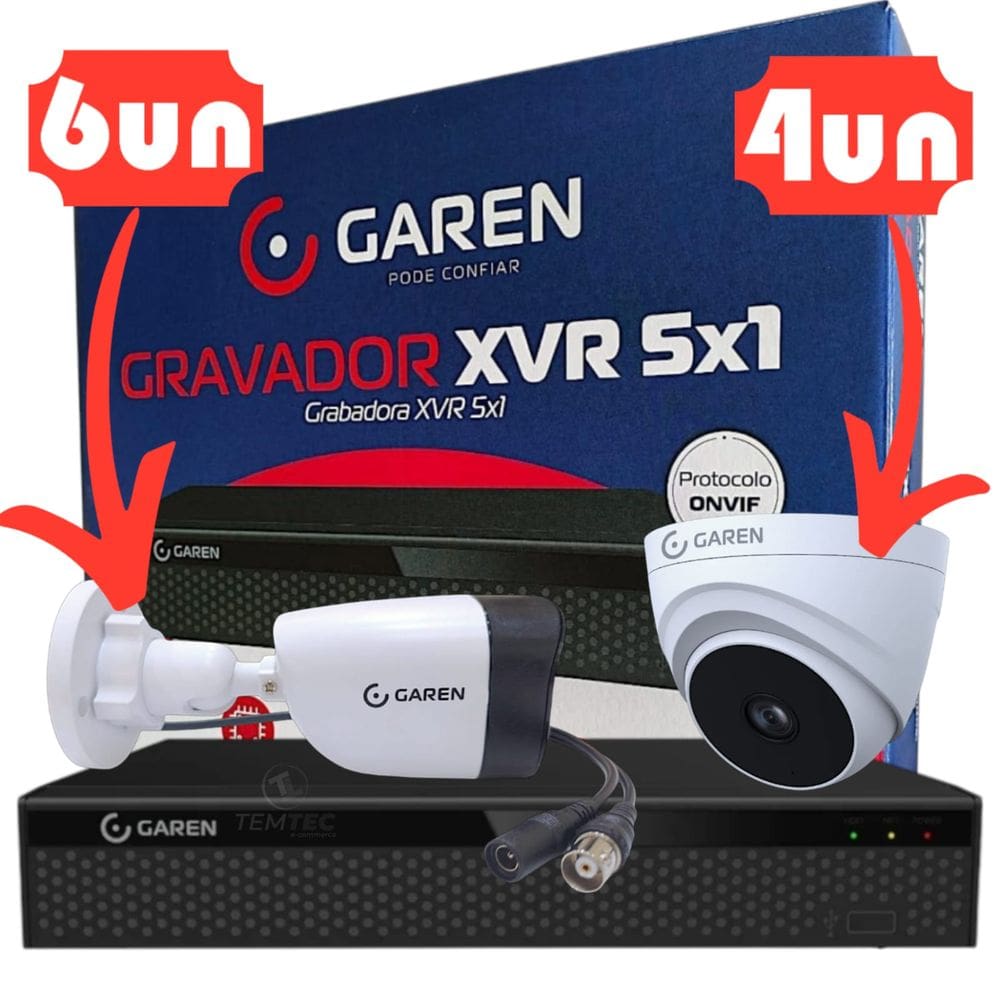 Kit Xvr Dvr 16C Gravador Full Hd Garen e 10 Câmeras Infraver