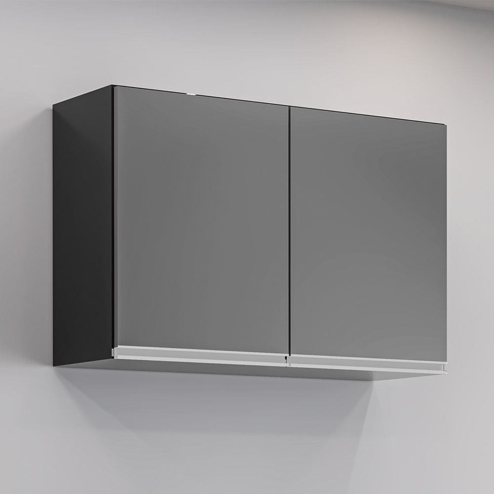 Armário Aéreo Isis 80cm 2 Portas Preto Grafite Maderatto Móveis