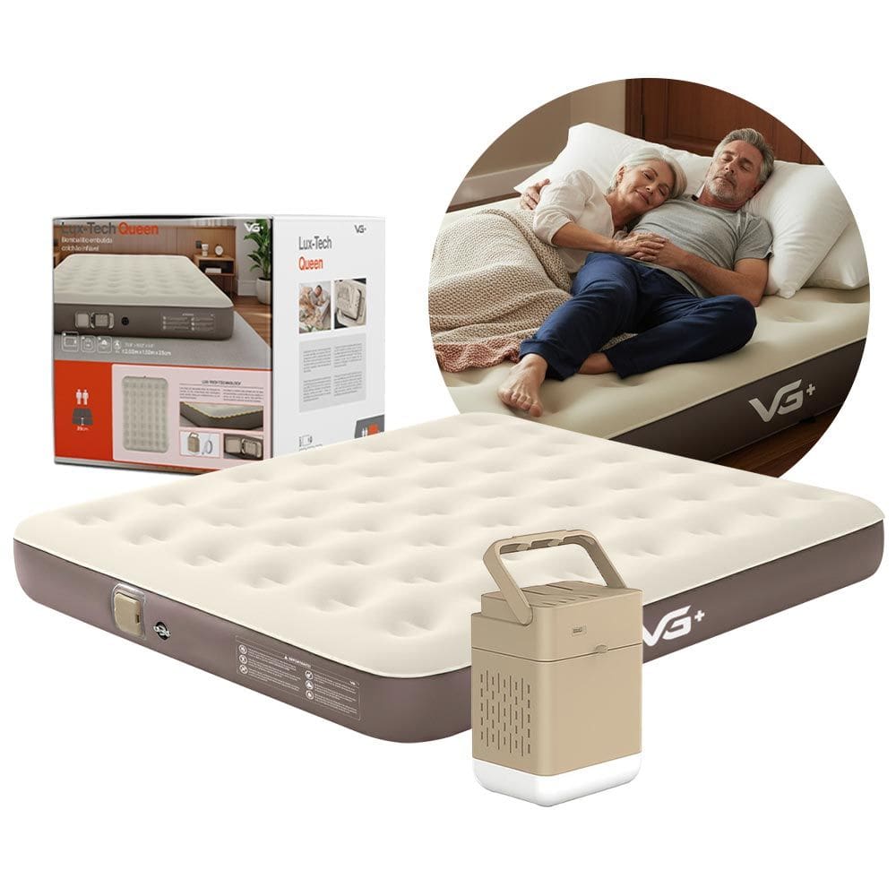Colchão Inflável Casal Queen Lux Tech Resistente com Bomba Lítio USB VG Plus