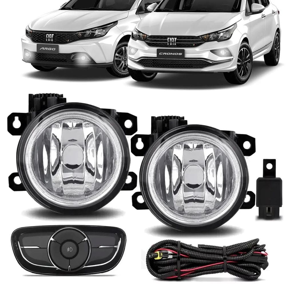 Kit Farol Neblina Milha Argo Cronos 2017 até 2022 Botão de Painel