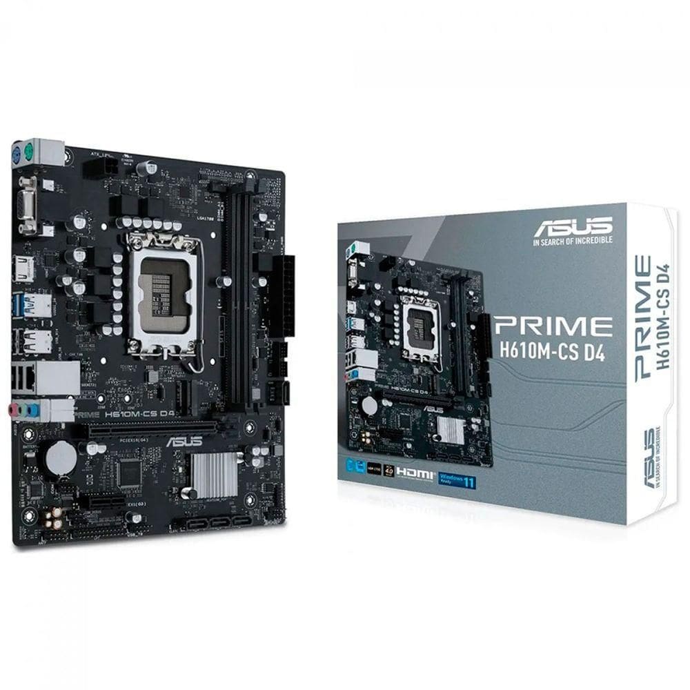 Placa Mãe Asus Prime H610m-cs D4, Lga1700, Ddr4, Slot M.2, Nvme, Hdmi, Micro-atx - 90mb1b60-c1bay0