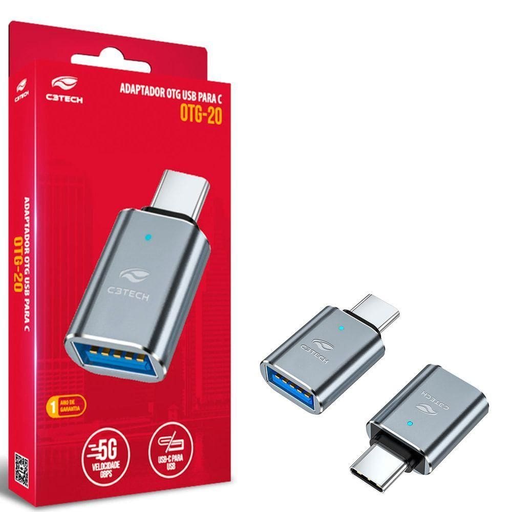 Adaptador Otg Usb-c Para Usb-a Otg-20 C3tech - Otg-20