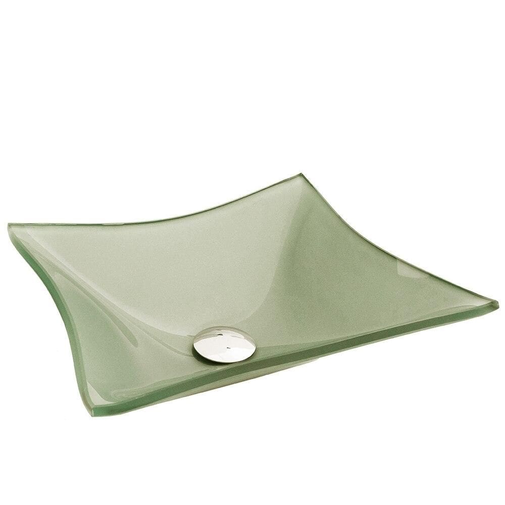 Cuba de Apoio Retangular Modaza Fiore de Vidro, Bege