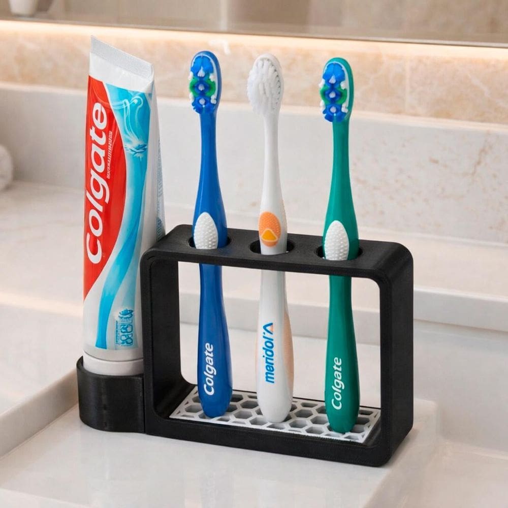 Porta Escovas De Dentes Preto Para Bancada De Suite