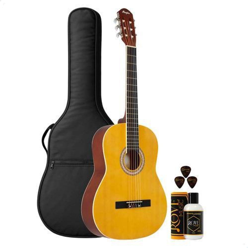 Kit Violao Acustico Memphis Nylon Ad-39 Ntabs + Polidor