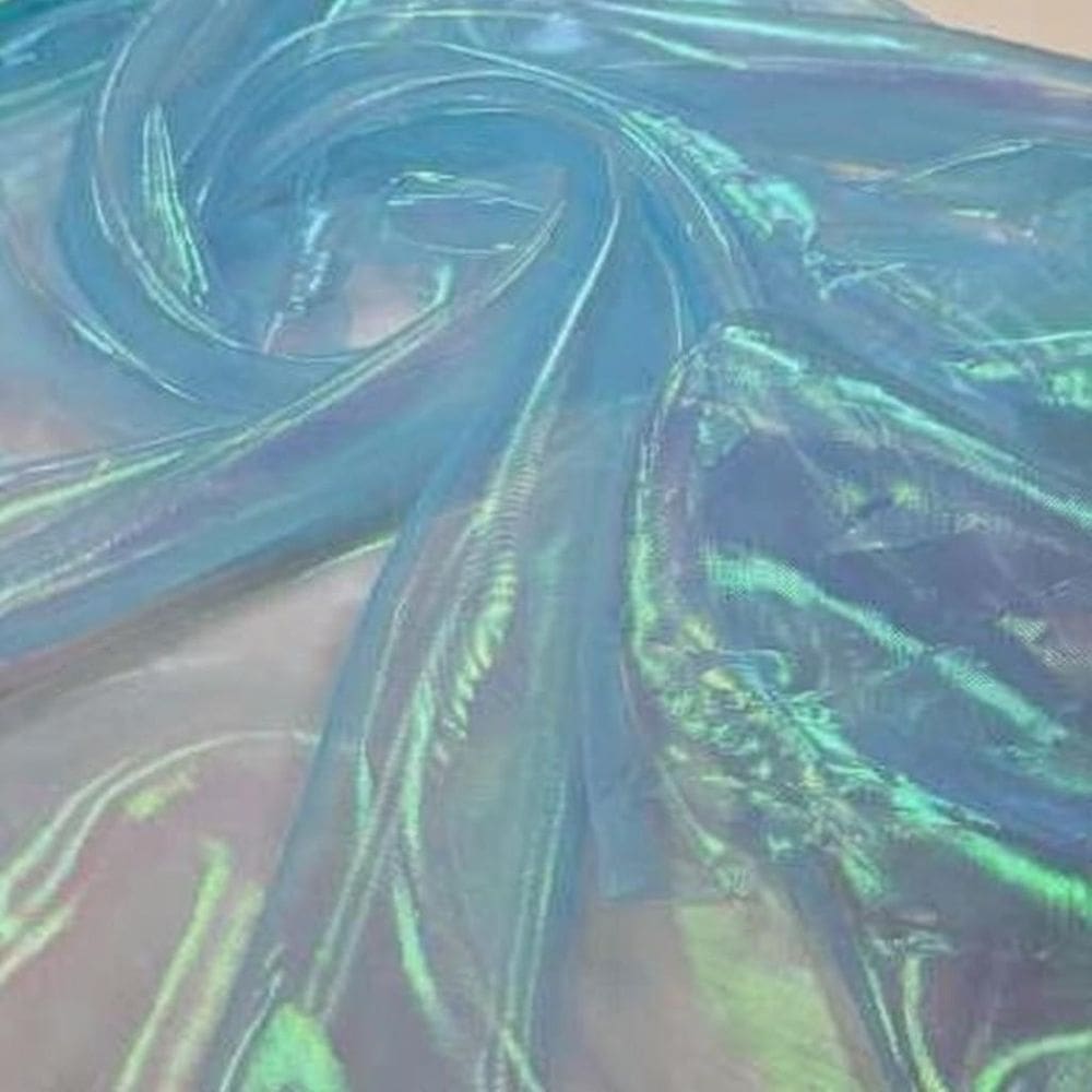 Tecido Oganza Holografica Azul Turquesa 1,0M X 1,50 +