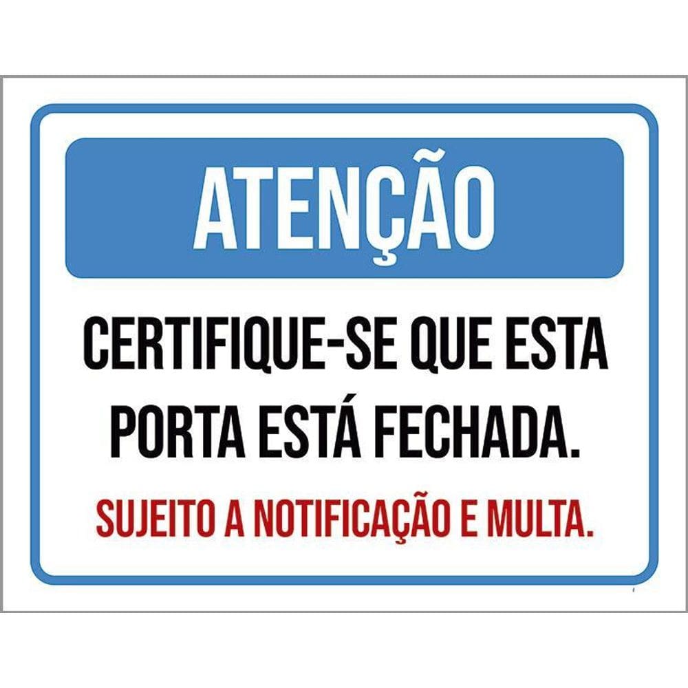 Kit 10 Placa Acm Porta Fechada Notificação Multa 18X23
