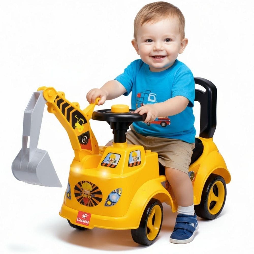 Escavadeira Andador Trator Infantil Com Luz E Som - Castela