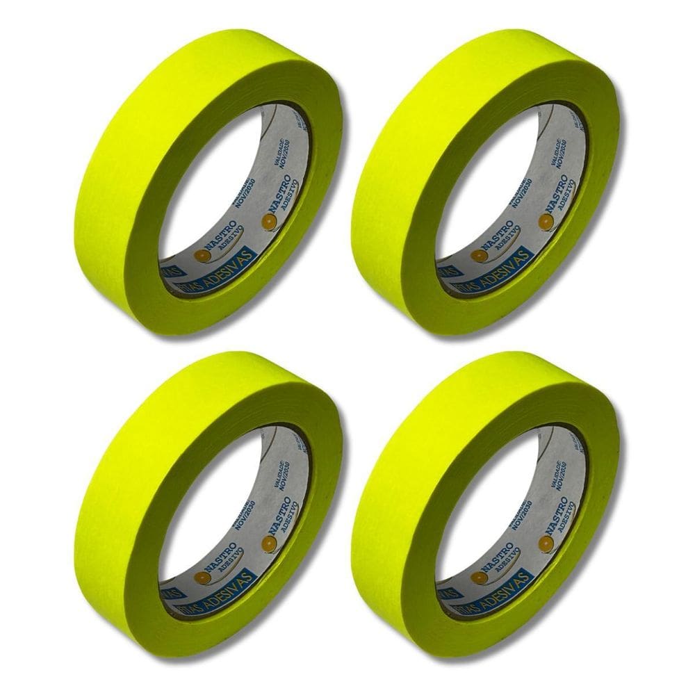 Kit 4 Fita Crepe Amarela Neon 24Mm X 50M Nastro
