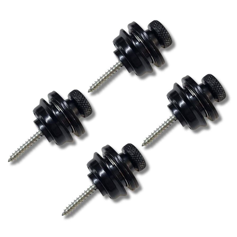 Kit 4 Strap Lock Pro Resistente Metal Preto Guitarra Baixo