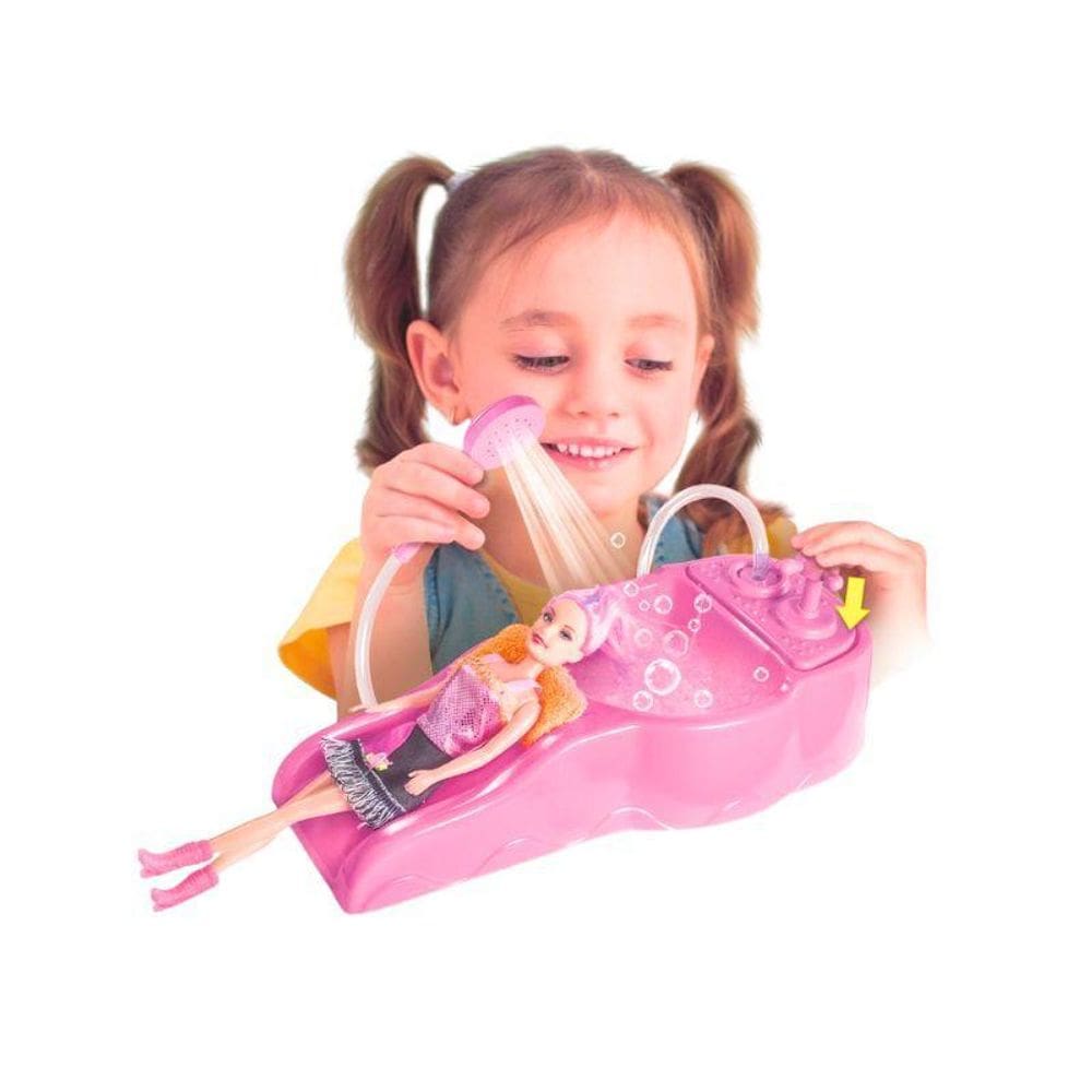 Lavatório Com Boneca Salão Cabelereiro Sai Água De Verdade