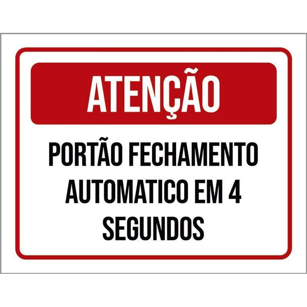 Kit 10 Placa Acm Fechamento Automático 4 Segundos 18X23