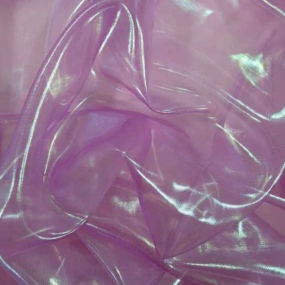 Tecido Organza Holografica Rosa Claro 1,00Mt X 1,50 +