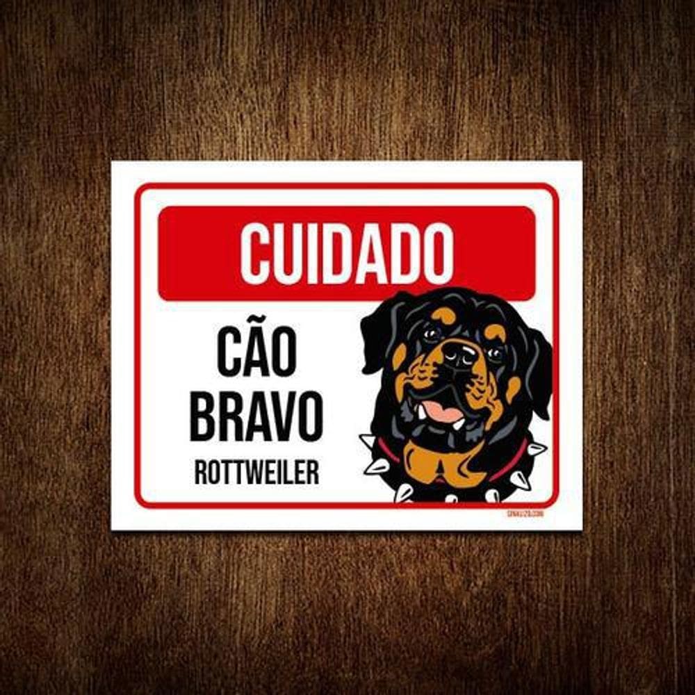 Kit 10 Placas Cuidado Cão Cachorro Bravo Rottweiler
