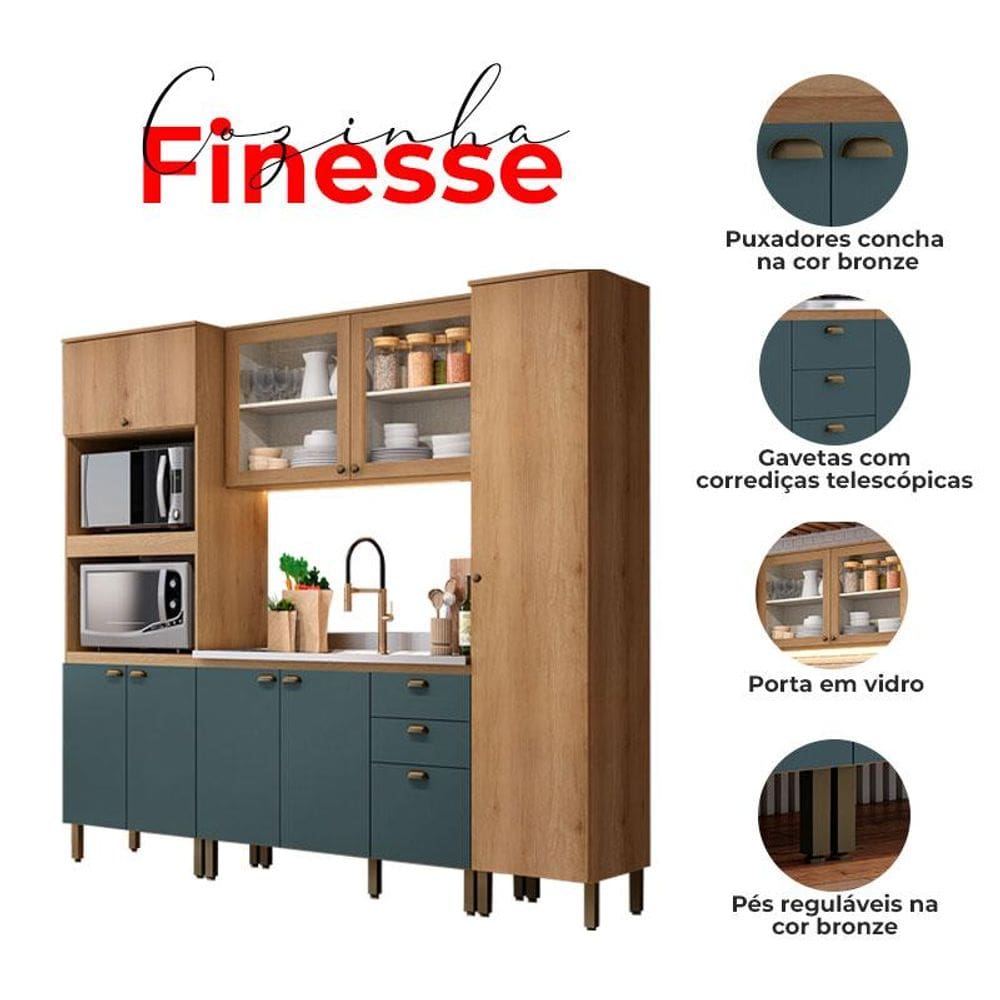 Cozinha Modulada Finesse Composição 15 Capuccino Azul - THB