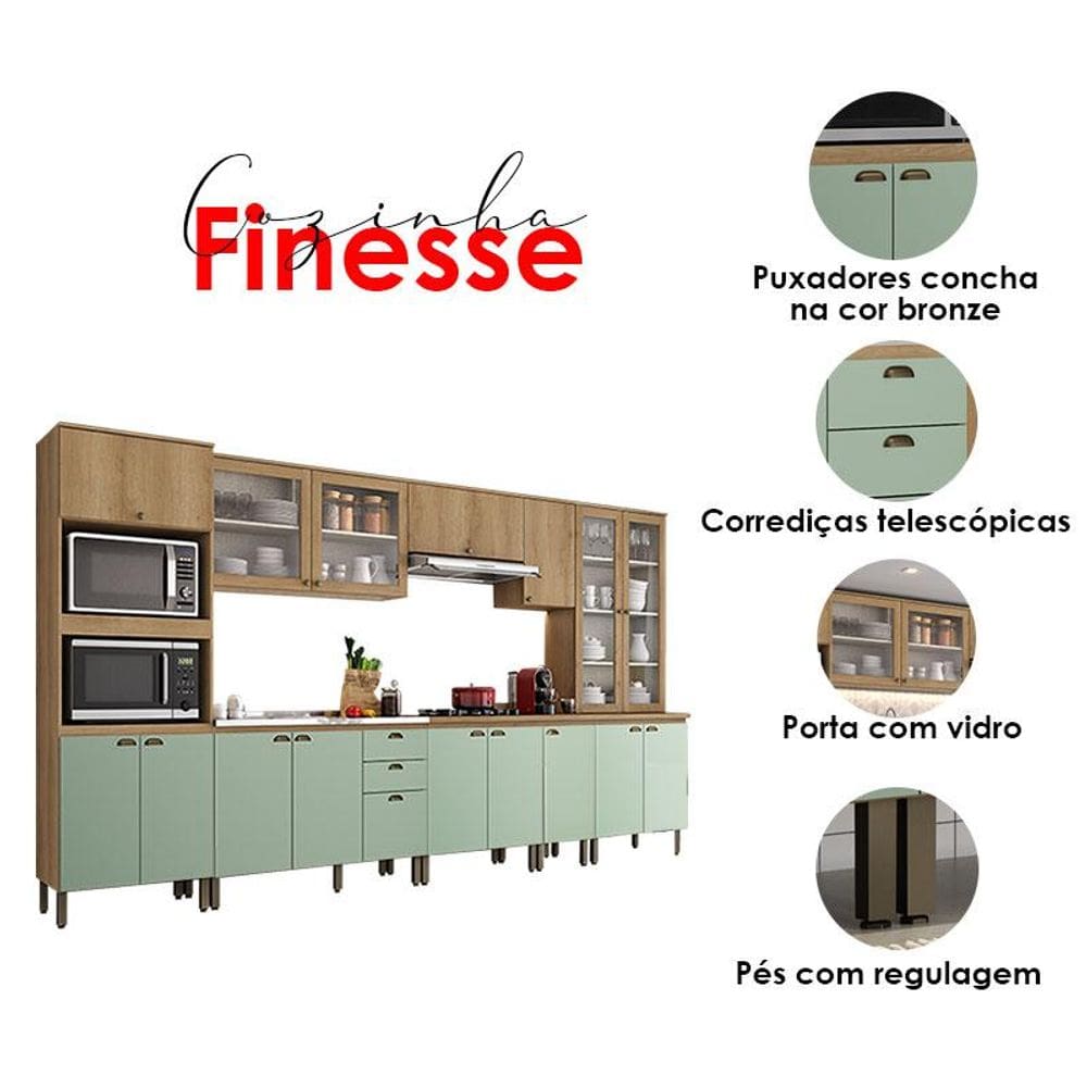 Cozinha Modulada Finesse Composição 13 Capuccino Menta - THB