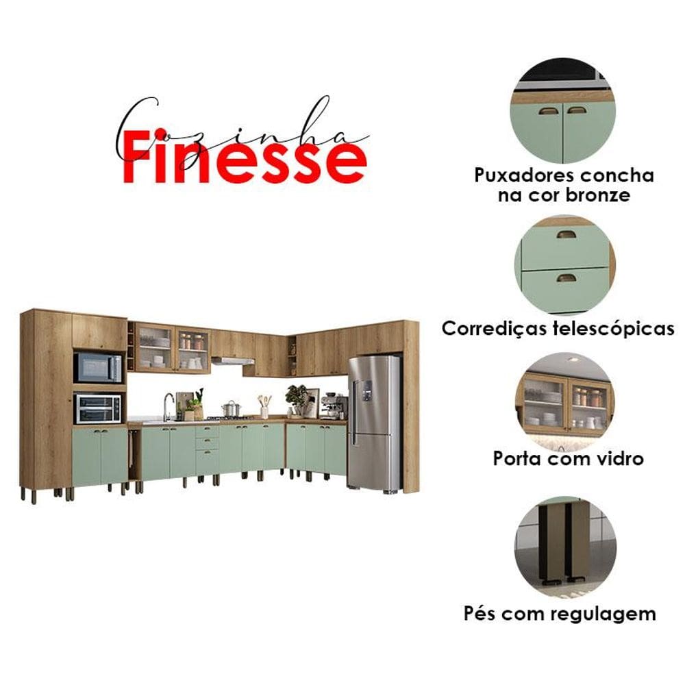 Cozinha Modulada Finesse Composição 14 Capuccino Menta - THB