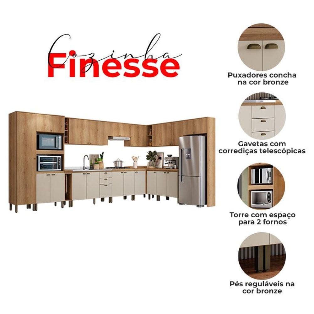 Cozinha Modulada Finesse Composição 3 Capuccino Off White - THB