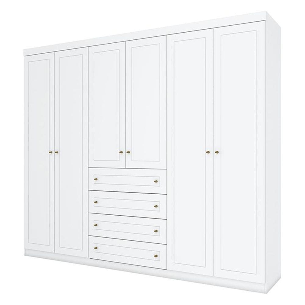 Berço Americano Flip Branco Acetinado Savana Reller e Guarda Roupa Casal Americano 6 Portas Branco HP - Henn