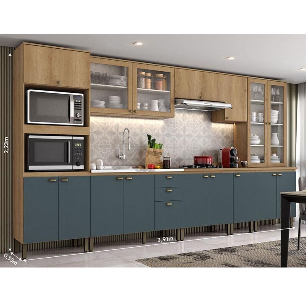 Cozinha Modulada Finesse Ambiente Composição 17 Capuccino Azul - THB