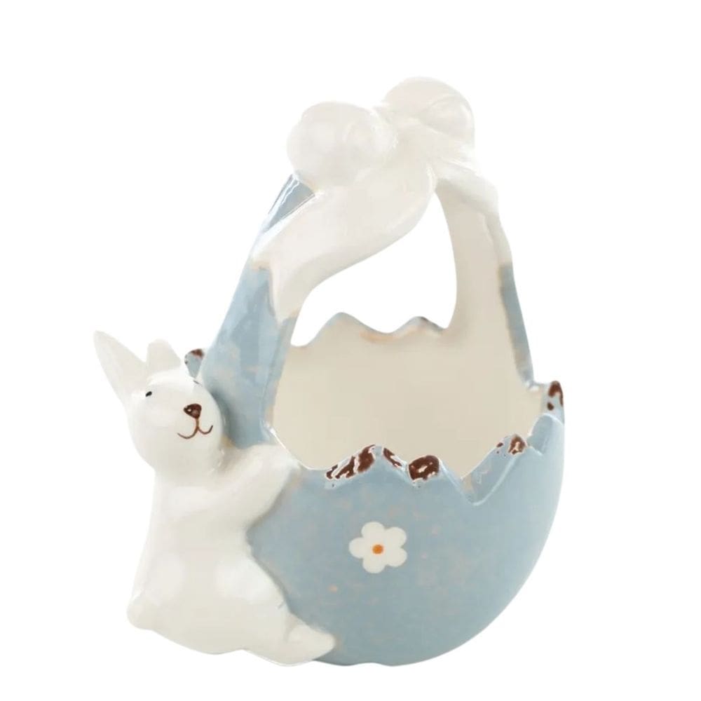 Cesta De Pascoa Pote Rainbow Em Cerâmica Rosa 11x9cm 1094531