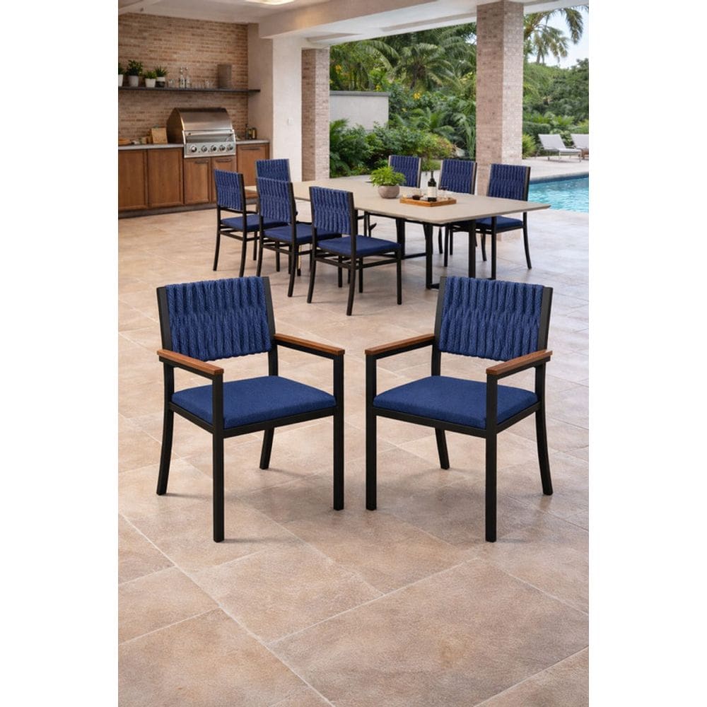 Kit 2 cadeiras náutica com braço externa Milon -AZ- Solare