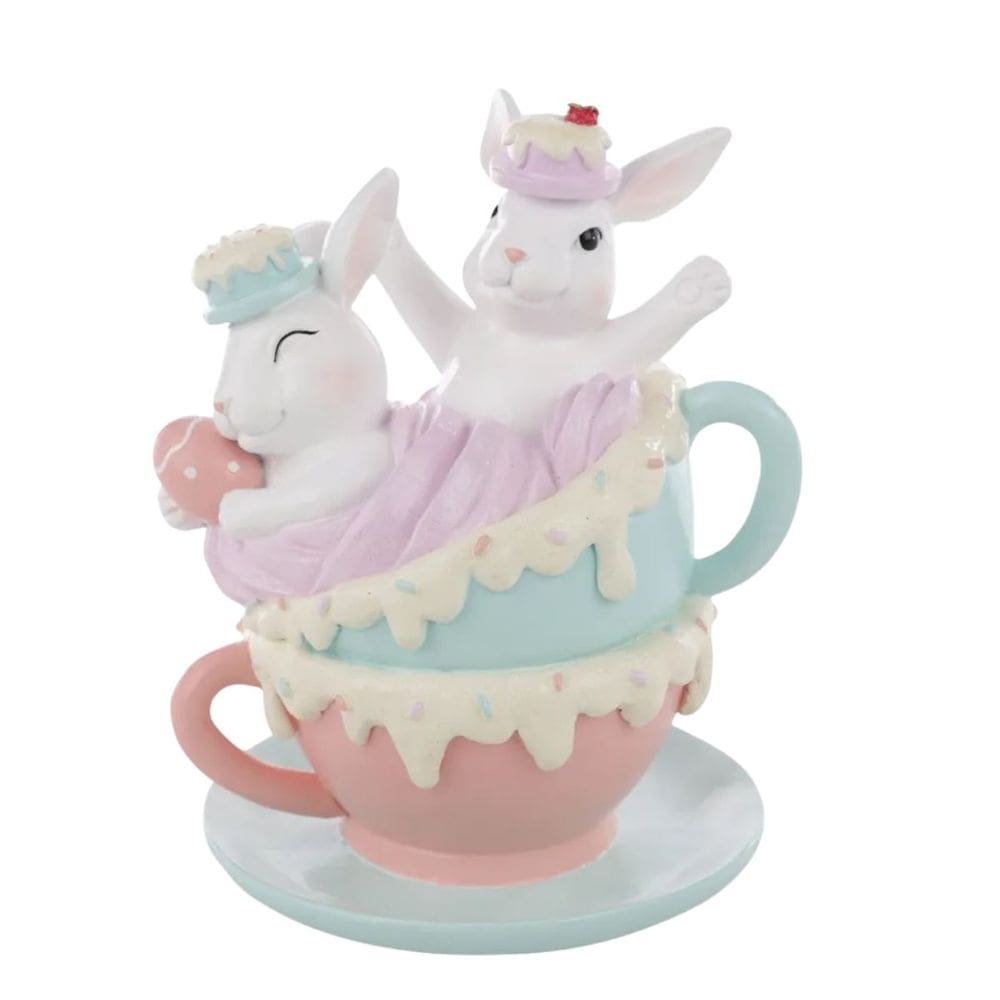 Coelho De Pascoa Tea Party Familia na Xicara 23cm 1Unid