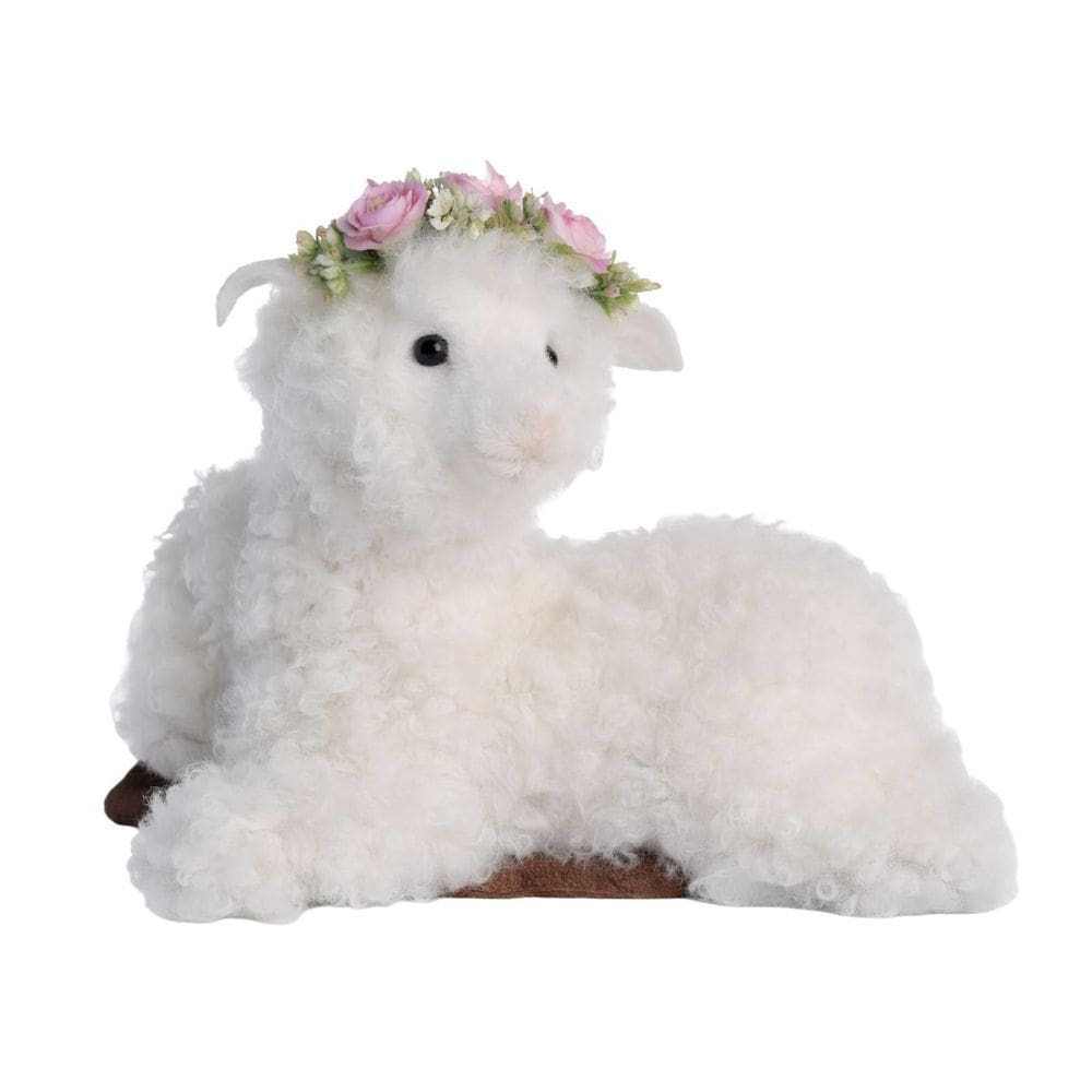 Pelucia De Páscoa Ovelha Deitada C/ Flores 21x18cm 1099193