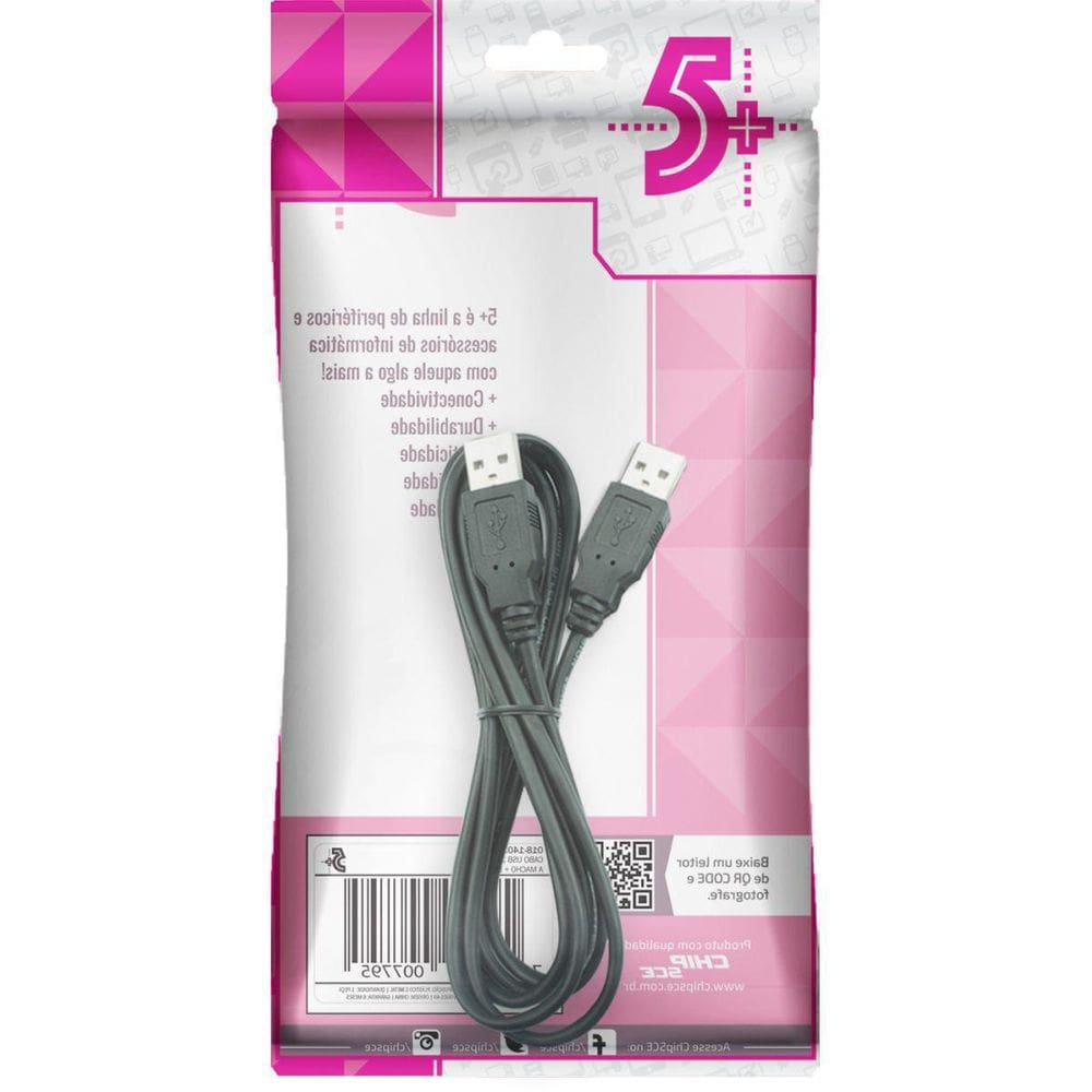 Cabo Usb 2 - Usb A Macho + Usb A Macho 2 Preto 1.80M
