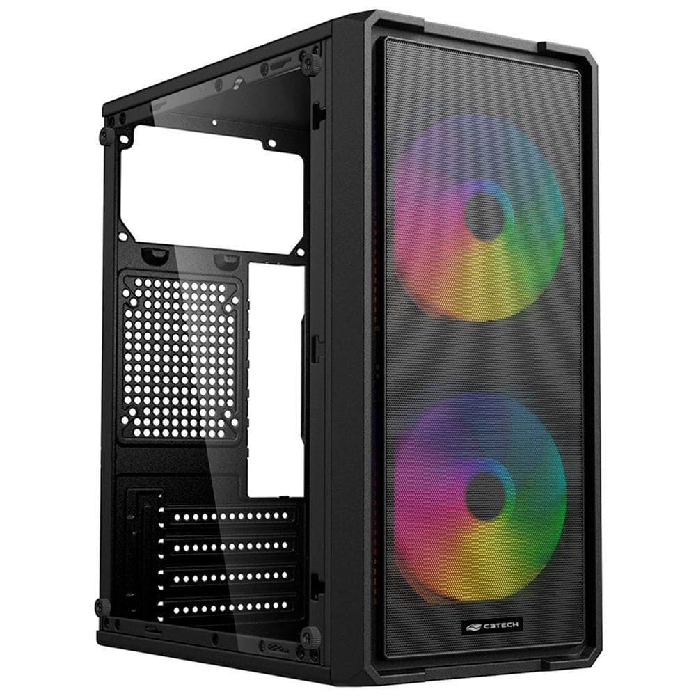 Gabinete Gamer C3tech Mt-g40bk, Lateral Em Vidro, Micro Atx - Preto