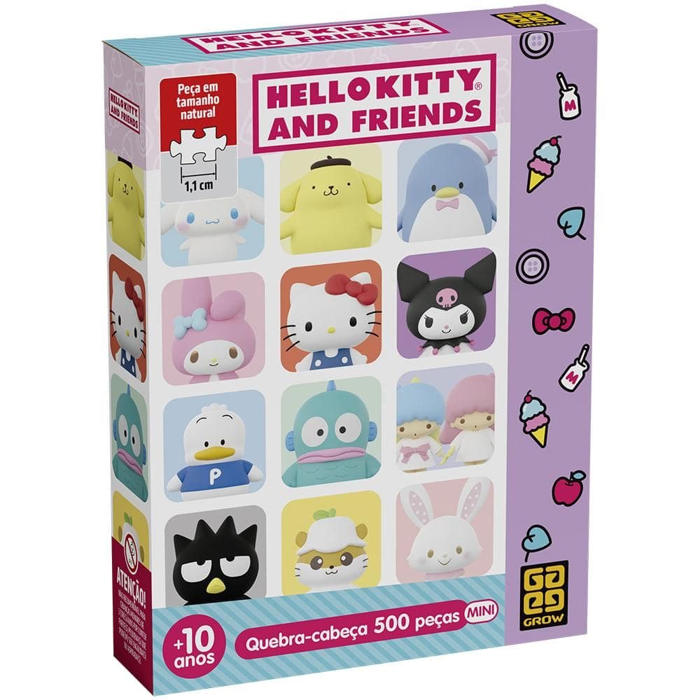Mini Quebra-cabeça 500 peças Hello Kitty e Amigos