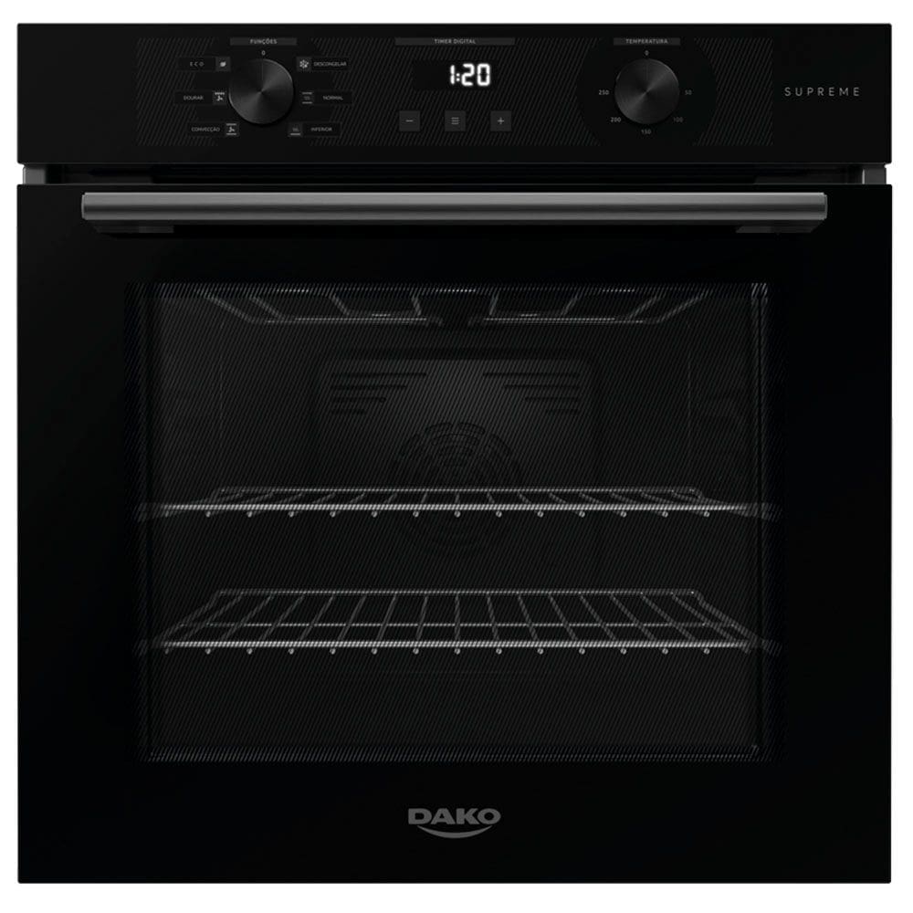 Forno Elétrico de Embutir 80 L Dako Supreme com Timer Digital Painel Touch e Analógico Preto 220V