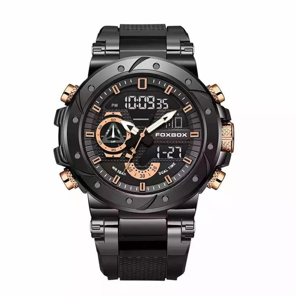 Relógio Militar Masculino Foxbox 0056 Aço Inoxidável Bronze