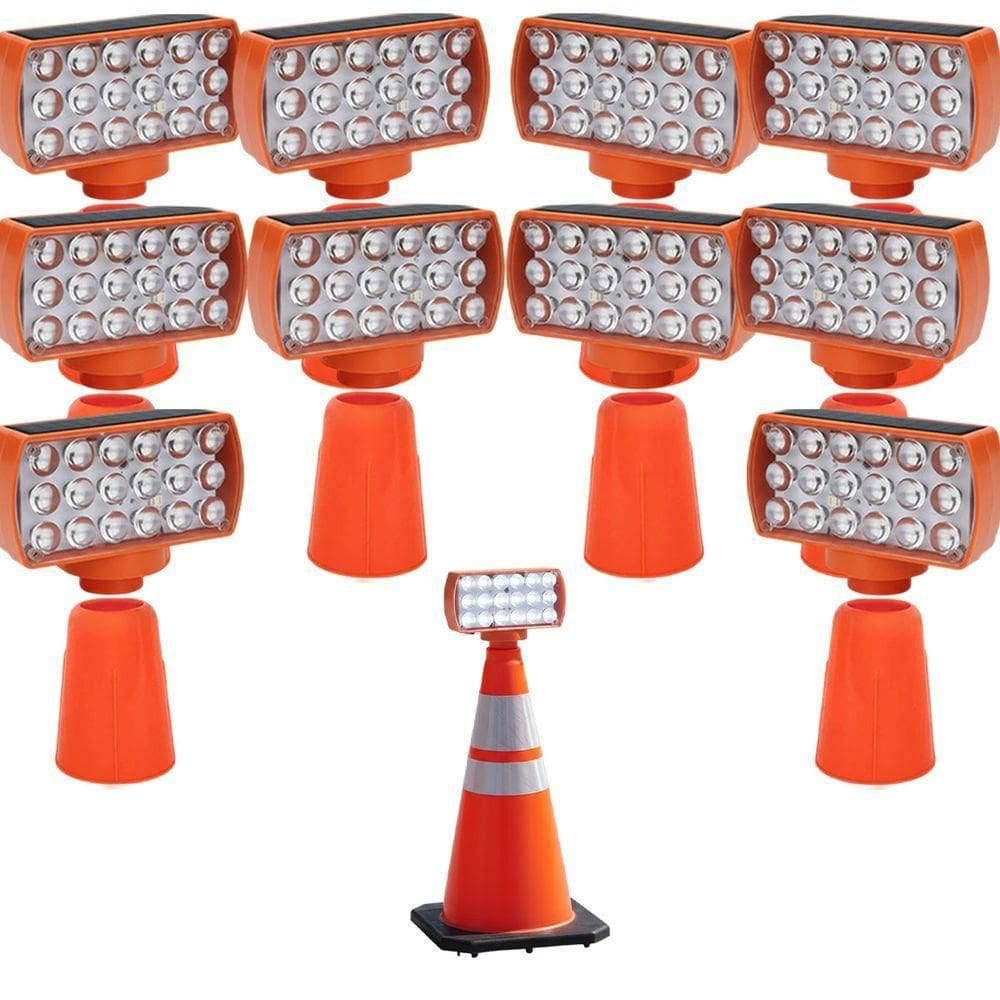 Sinalizador Solar Viario Kit 10 Duas Cores Seguranca Noturna Obra Avenida Rodovia Alerta Estrada Transito