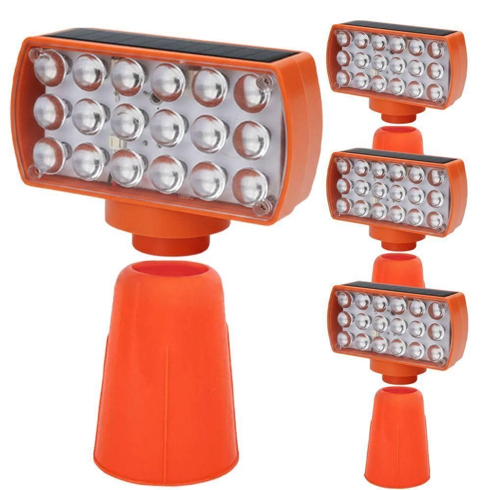 Sinalizador Solar Viario Kit 4 Duas Cores Cone Alerta Seguranca Noturna Rodovia Alerta Obra Estrada Avenida Transito