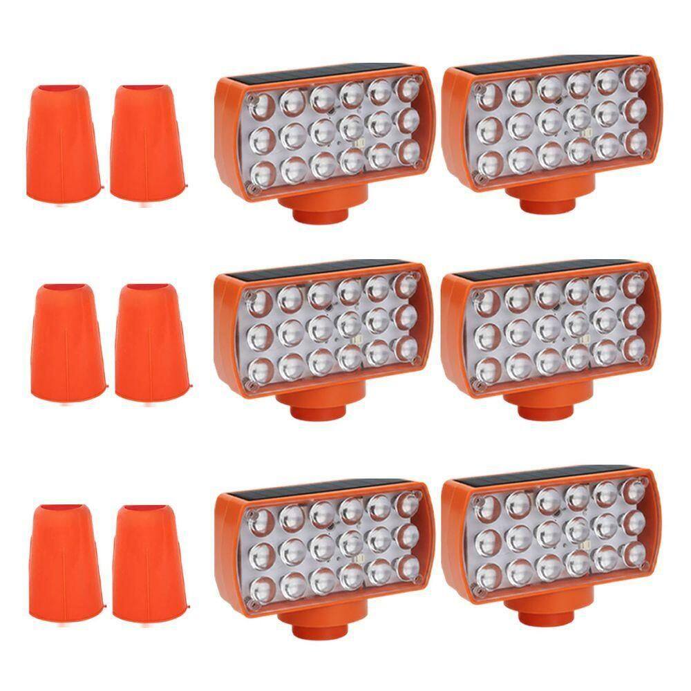 Sinalizador Solar Kit 6 Duas Cores Cone Alerta Seguranca Noturna Rodovia Alerta Emergencia Estrada Transito