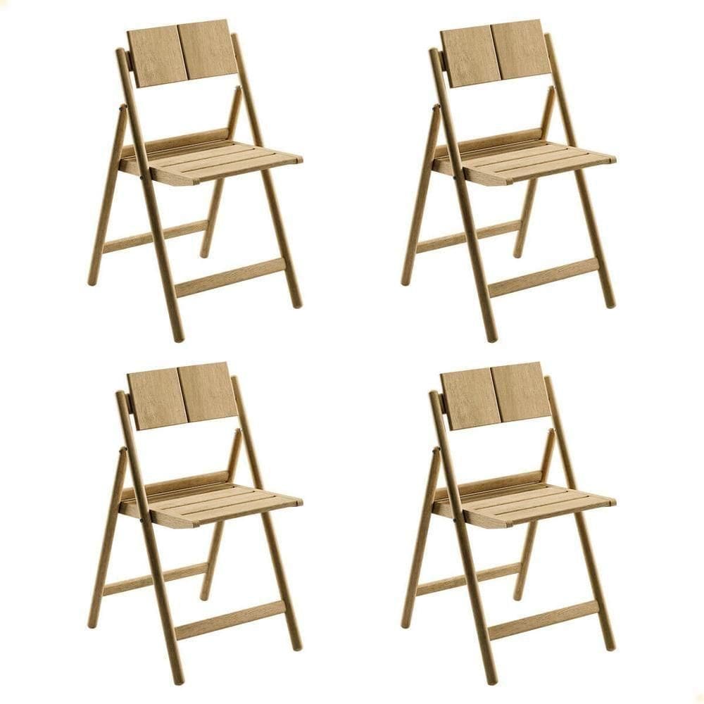 Kit 4 Cadeira Dobrável Tramontina Bossa Em Madeira Tauari Natural 13699080