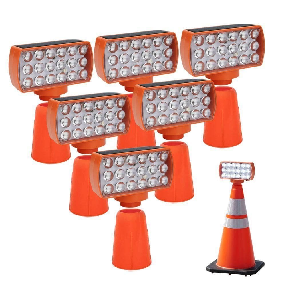 Sinalizador Solar Viario Kit 6 Duas Cores Cone Alerta Noturna Obra Rodovia Alerta Estrada Avenida Transito
