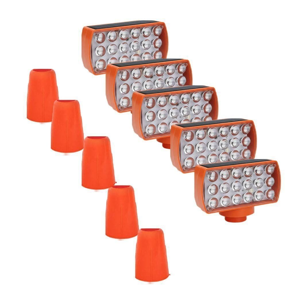 Sinalizador Solar Viario Kit 5 Duas Cores Seguranca Noturna Obra Estrada Avenida Transito