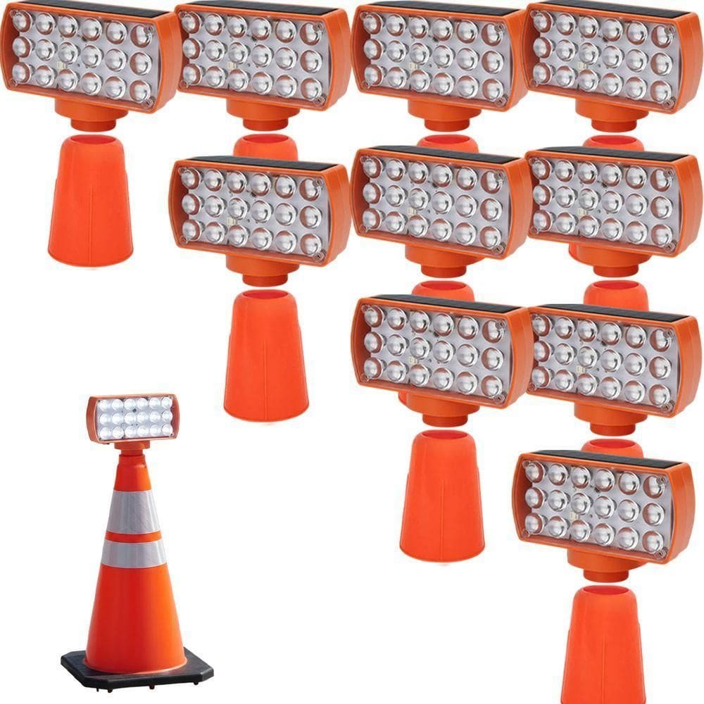 Sinalizador Solar Kit 10 Duas Cores Cone Rodovia Alerta Alerta Seguranca Noturna Emergencia Estrada Transito