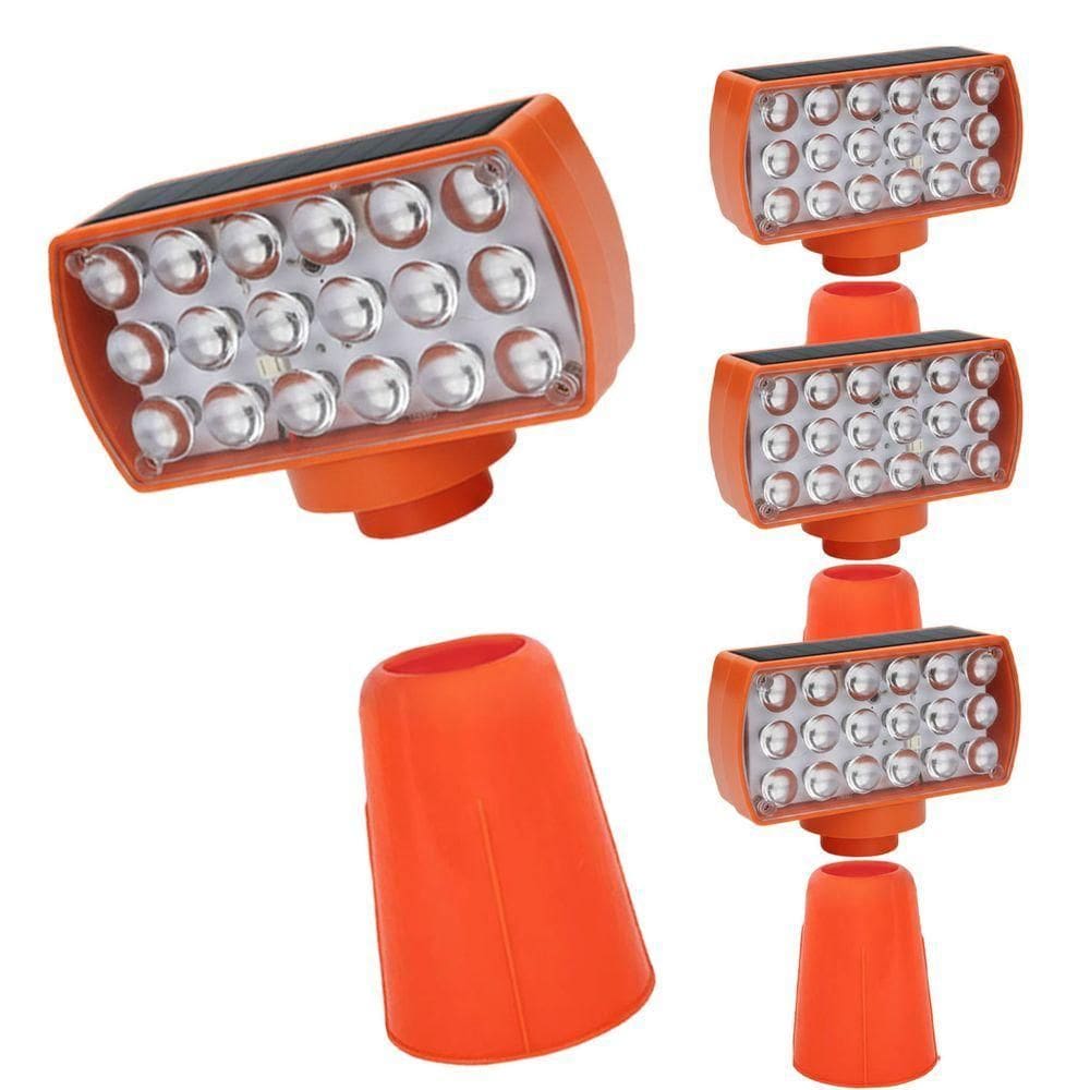 Sinalizador Solar Viario Kit 4 Duas Cores Seguranca Noturna Obra Estrada Avenida Transito