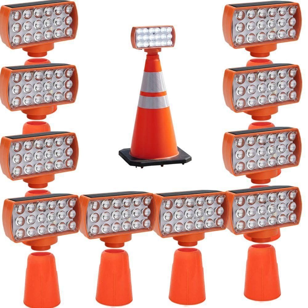 Sinalizador Solar Viario Kit 10 Duas Cores Cone Alerta Noturna Obra Rodovia Alerta Estrada Avenida Transito