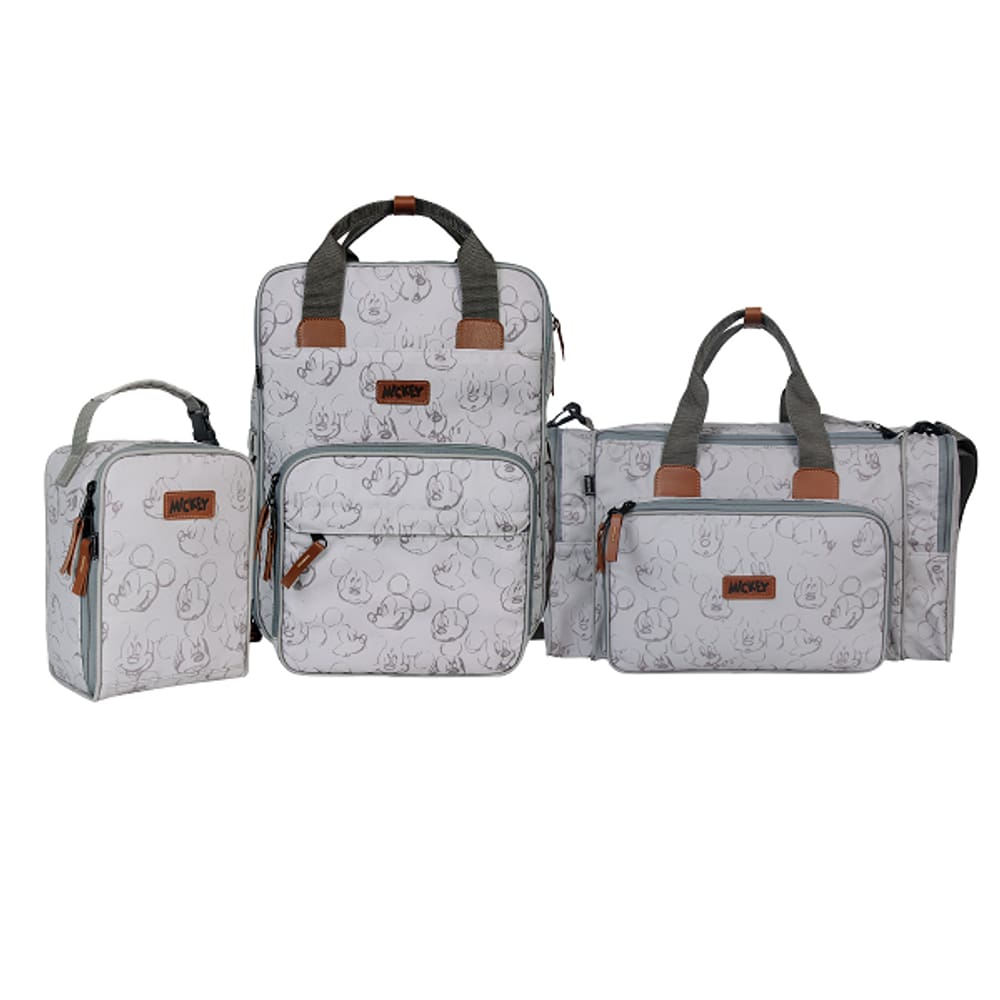 Kit Mochila Maternidade Premium Disney Mickey Cinza Babygo