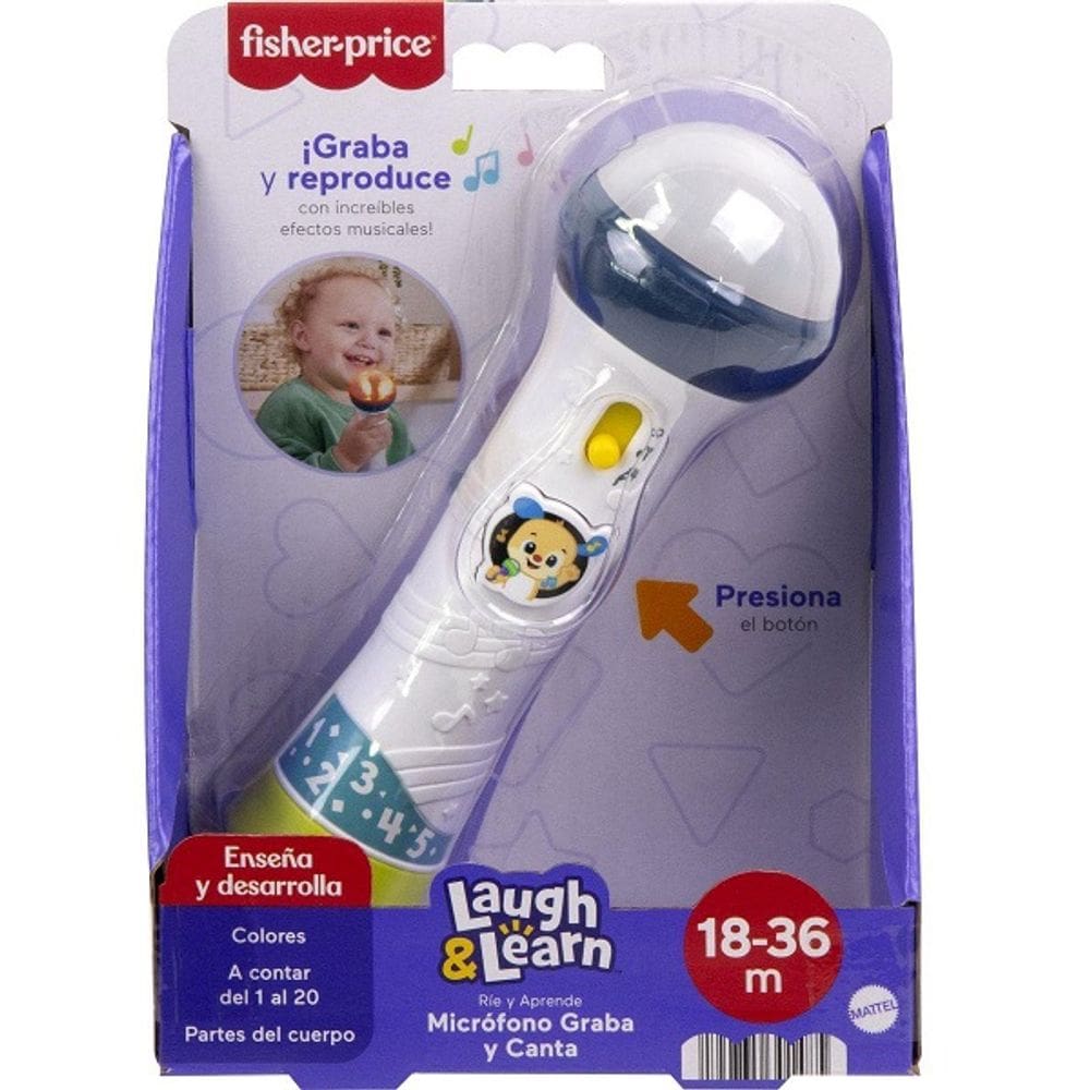 FISHER-PRICE Aprender Brincar Microfone com SONS e Gravador Mattel JFW55