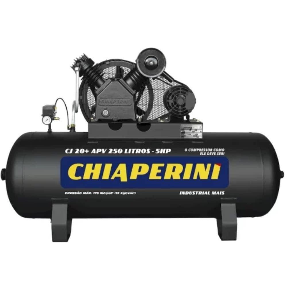 Compressor de Ar 20 Pés 5HP 250 Litros 2 Pistões Mono 220/440V CHIAPERINI